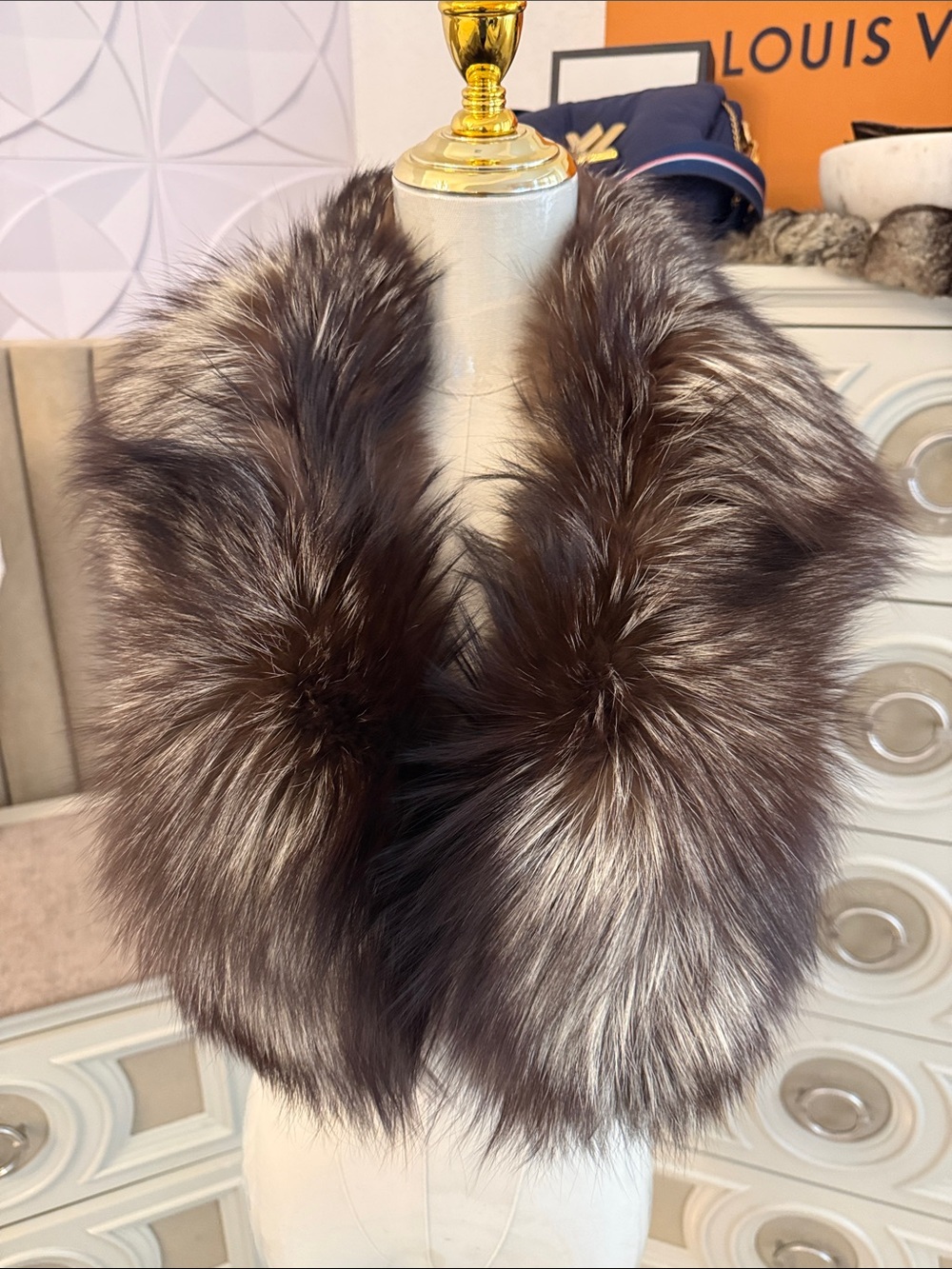 Silver fox fur scarf